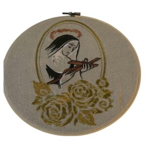 STA. RITA DE CÁSSIA STICKEREI AUF HOLZRAHMEN